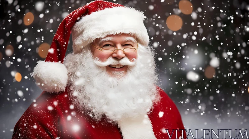 AI ART Smiling Santa in a Snowy Christmas Scene