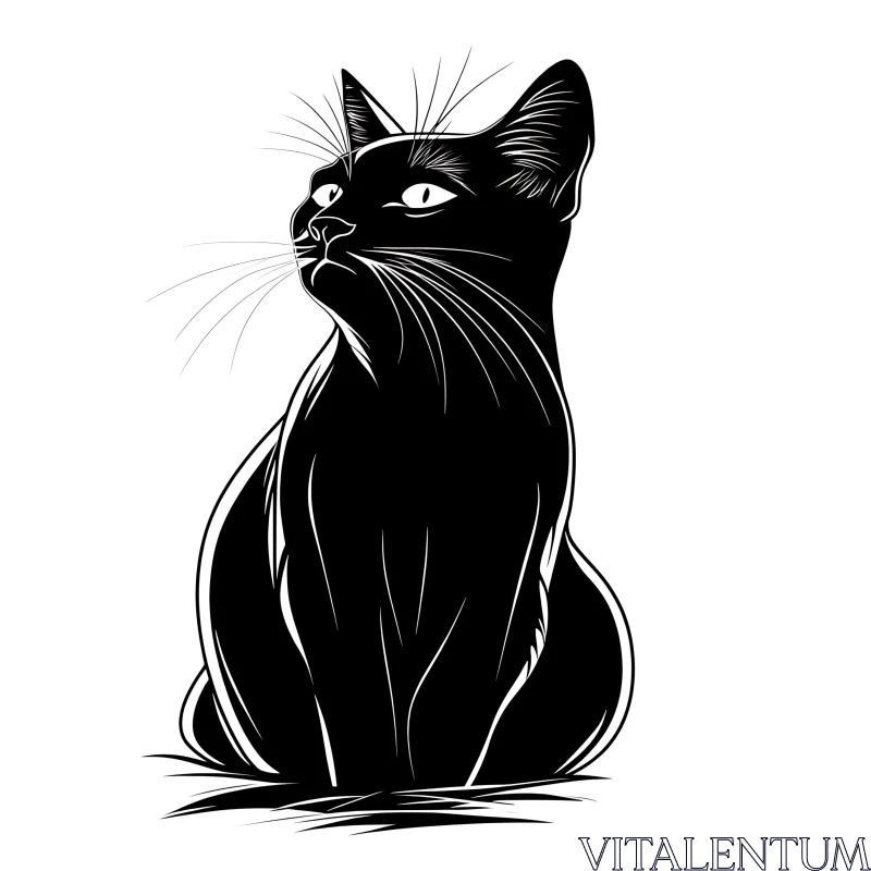 Stylized Cat Silhouette Art AI Image