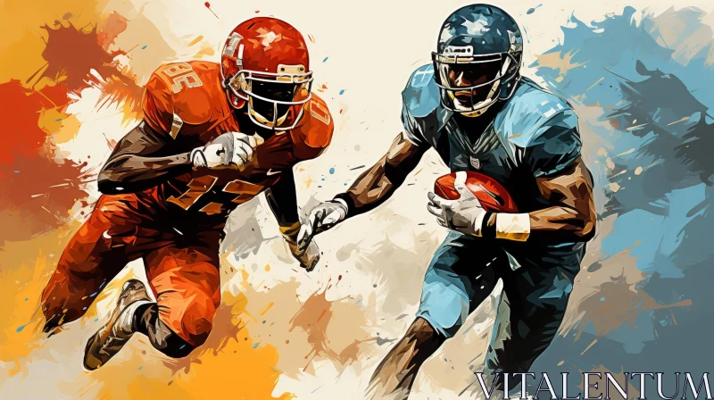 American Football Players in Action Illustration AI Image