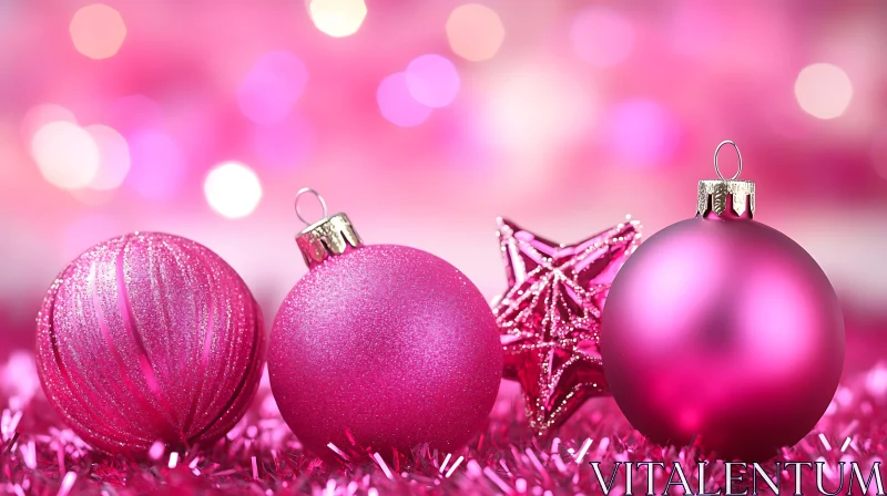 AI ART Festive Pink Baubles and Star Ornament