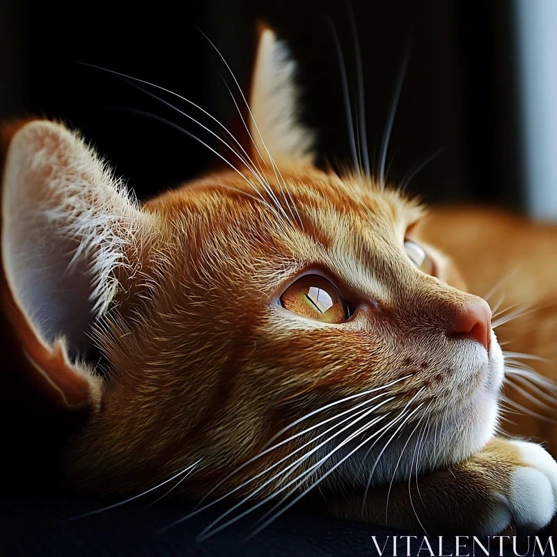 Orange Cat Staring Into the Distance AI Image