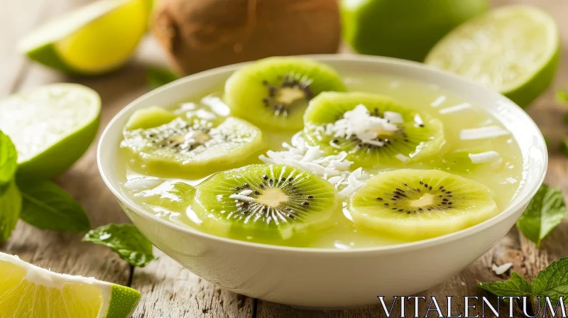Delicious and Refreshing Green Smoothie with Kiwi and Coconut AI Image