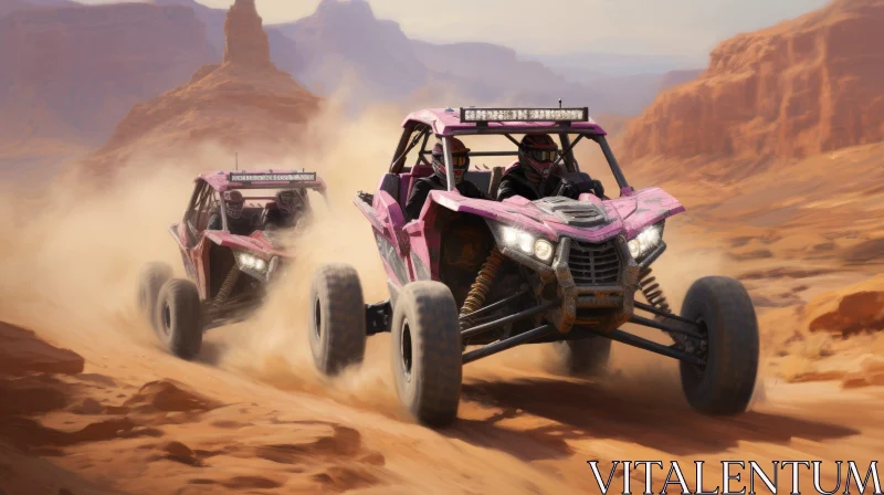 Exciting Desert Race with Off-road Vehicles AI Image