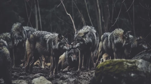 Majestic Wolves in the Enchanting Forest - A Captivating Image