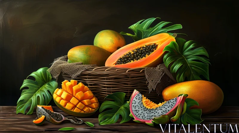 Tropical Fruit Still Life: Ripe and Vibrant Colors | Photostock AI Image