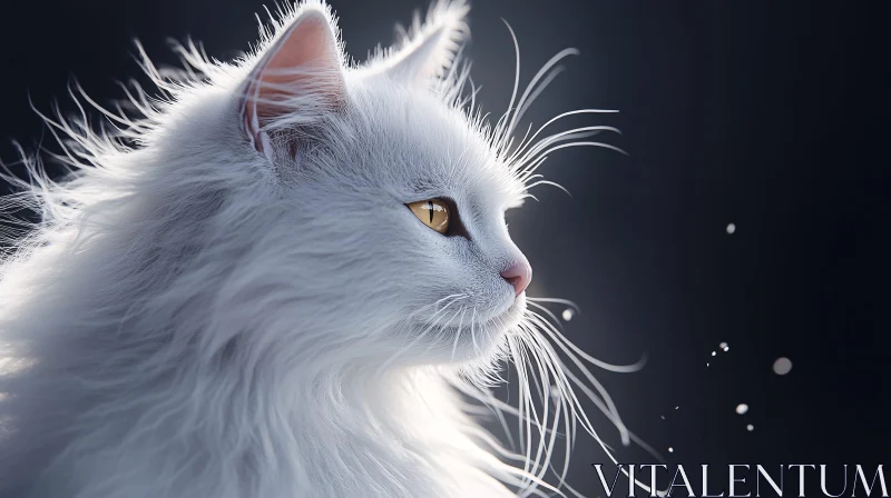 AI ART Side Profile of a White Cat