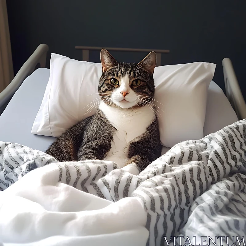 Resting Cat on Pillows AI Image