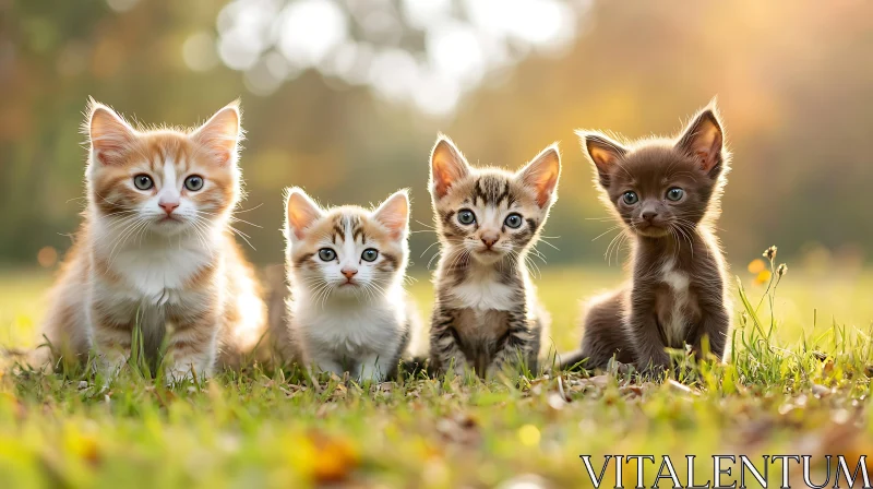 Four Cute Kittens Sitting in Sunlight AI Image