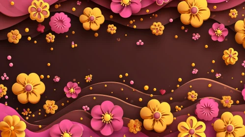 Beautiful Floral Background with Pink and Yellow Flowers