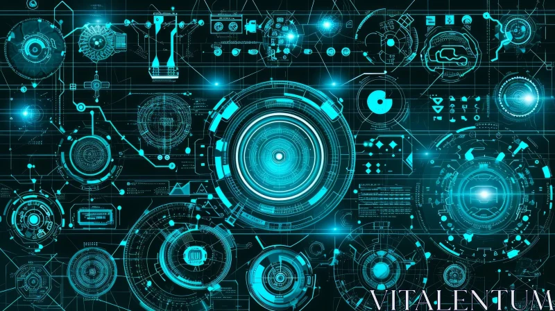 AI ART Captivating Turquoise and Black Technology and Science Background Image
