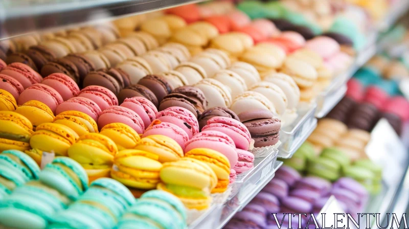 Delicious Macarons in a Bakery: A Vibrant Display of Colors and Flavors AI Image