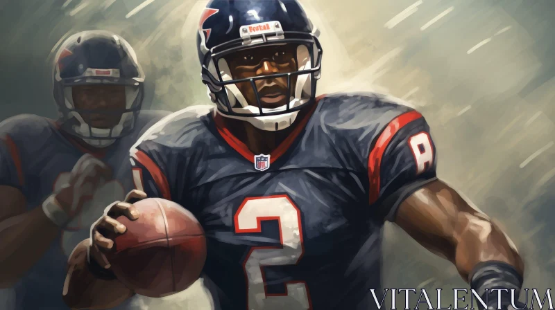 AI ART Determined American Football Player Painting