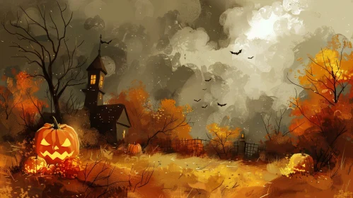 Mysterious Haunted House Digital Painting