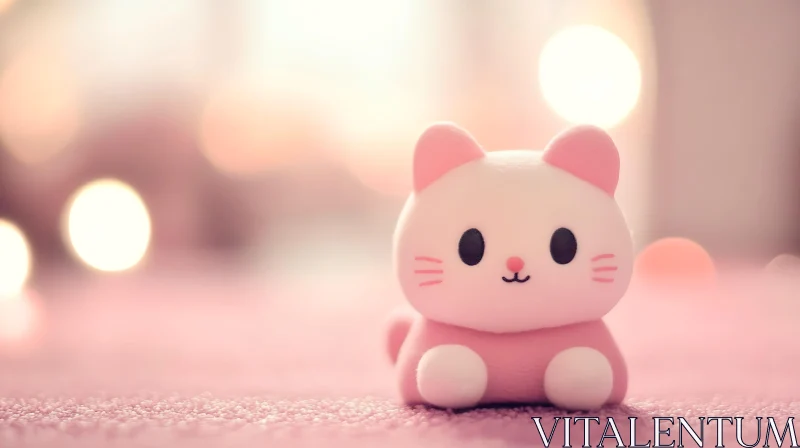 Charming Pink and White Toy Cat AI Image