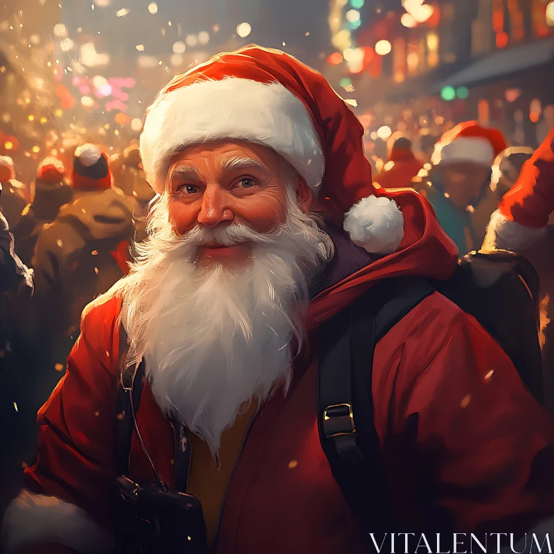 Santa Claus in Christmas Crowd AI Image