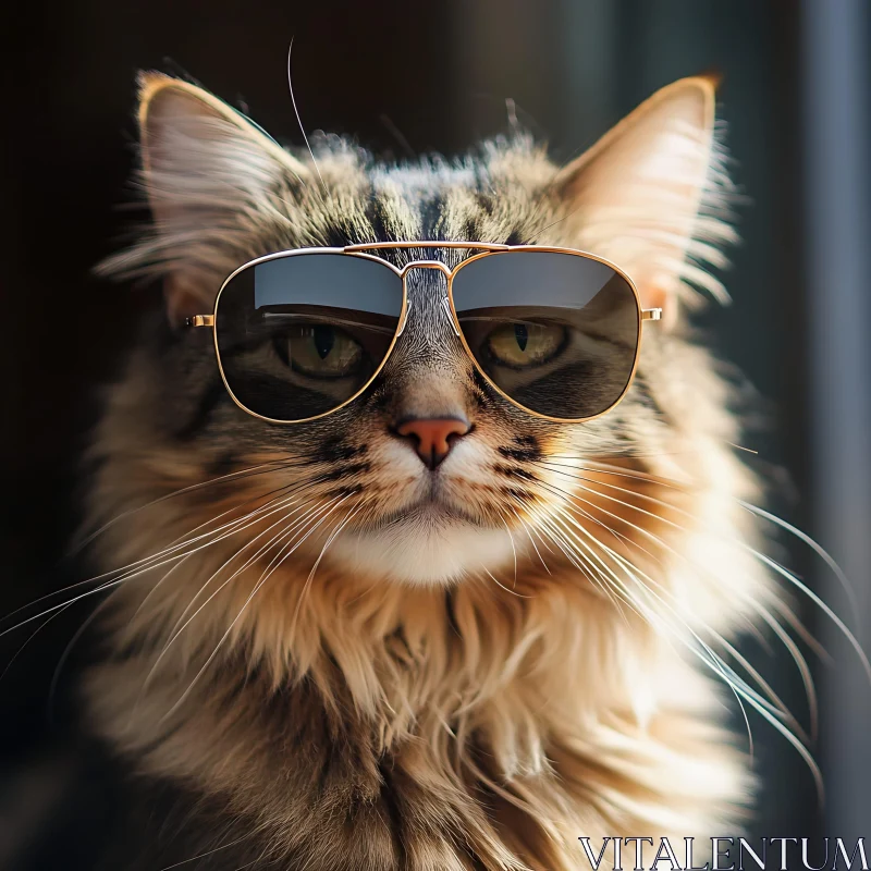 Cool Cat Portrait with Sunglasses AI Image