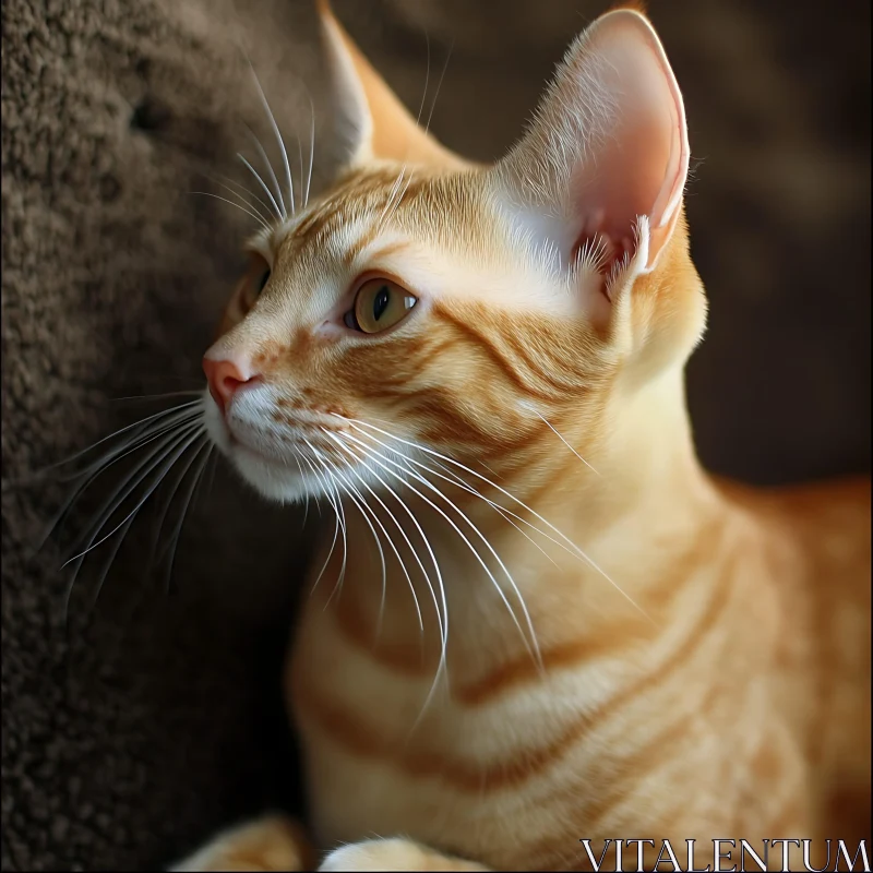 Ginger Cat Portrait with Green Eyes AI Image