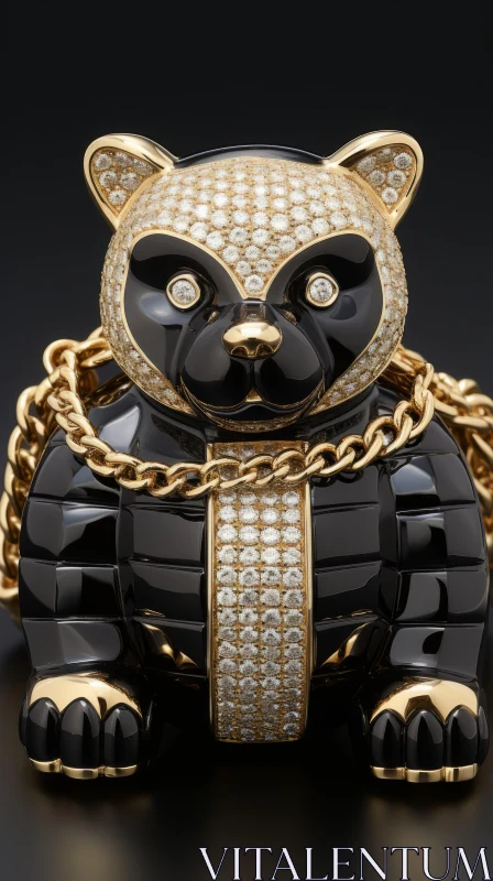 Black Gold Mini Diamond Panda Necklace: A Display of Fine Craftsmanship AI Image