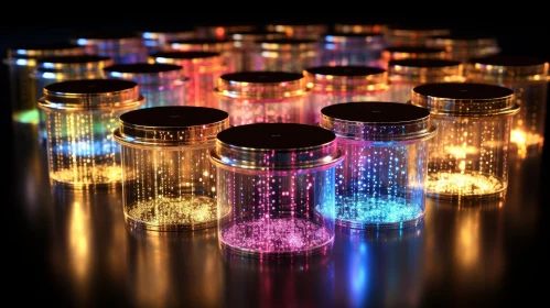 Colorful Lights in Glass Jars: Abstract 3D Rendering