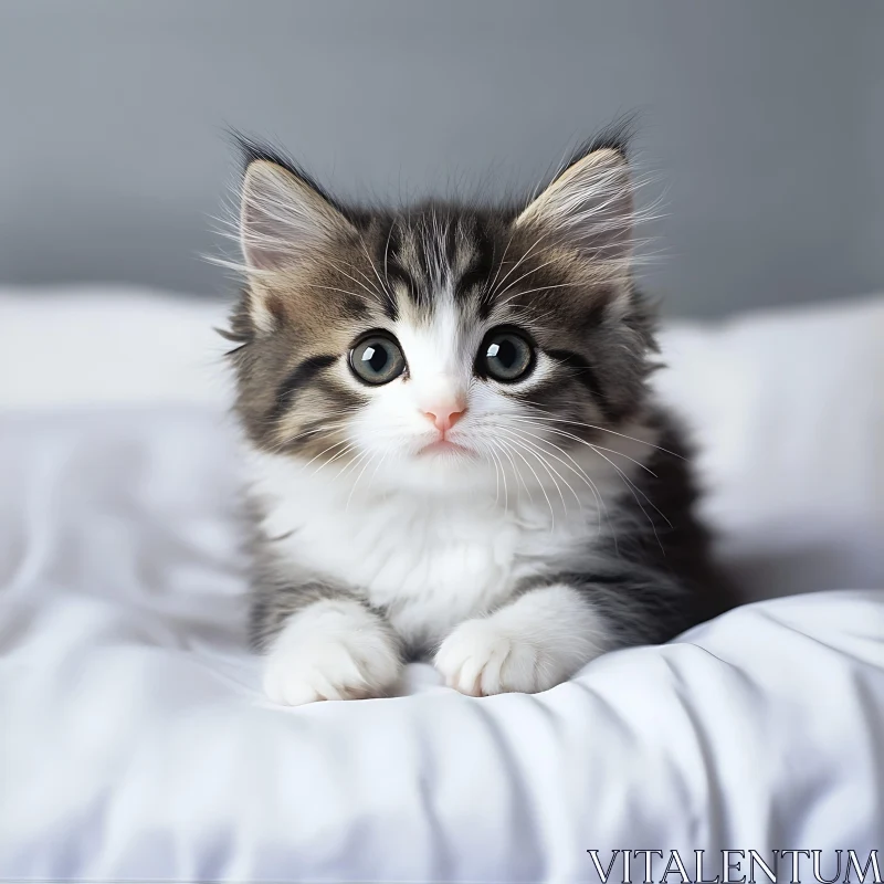 Cute Kitten with Expressive Eyes AI Image