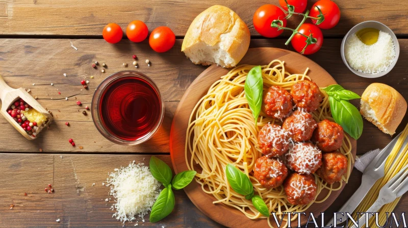 AI ART Delicious Plate of Spaghetti with Meatballs and Tomato Sauce