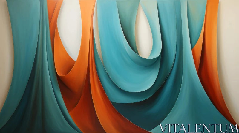 AI ART Dynamic Abstract Composition in Blue and Orange