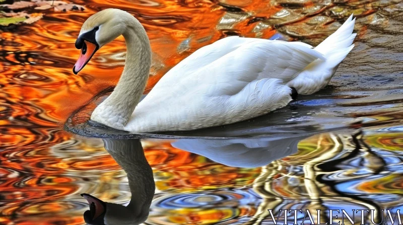 AI ART Graceful Swan Swimming in a Serene Lake