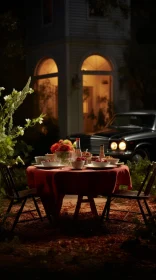 Romantic Table Setting with Dramatic Lighting