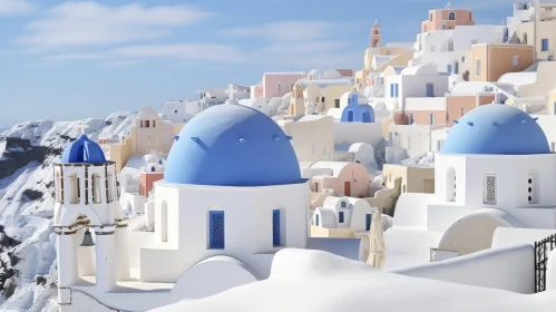Santorini Village with Snow: Rendered in Cinema4d
