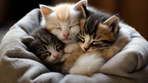 Sleeping Kittens in Wicker Basket - Heartwarming Scene