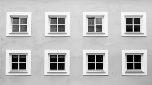 Symmetrical Residential Building Facade with Six Identical Windows
