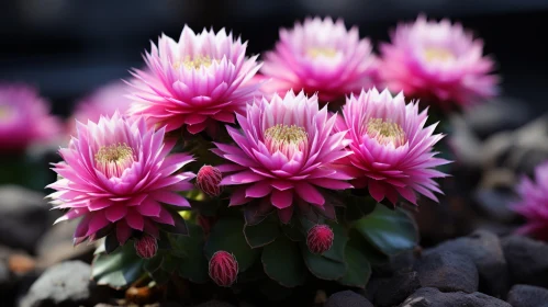 Zen-Influenced Pink Cactus Flower - A Tropical Craftsmanship