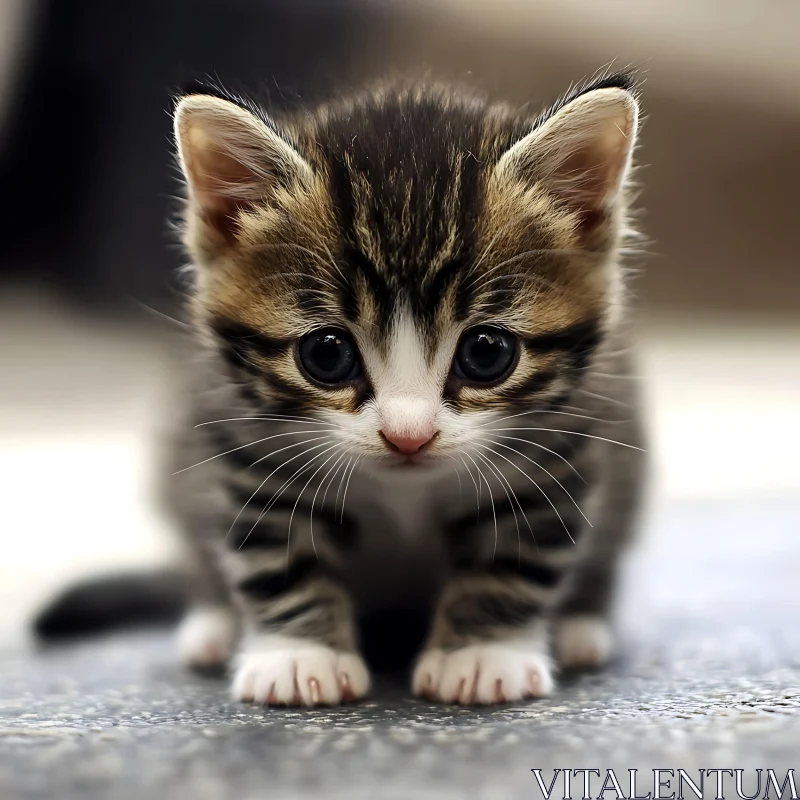 Close-Up of a Cute and Inquisitive Kitten AI Image