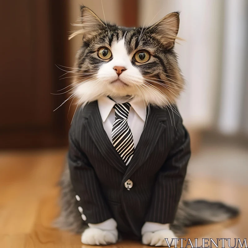 AI ART Feline Fashion: Cat in Elegant Suit