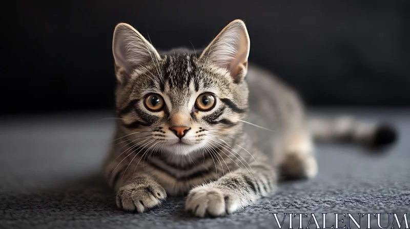 Gray Kitten with Expressive Eyes AI Image