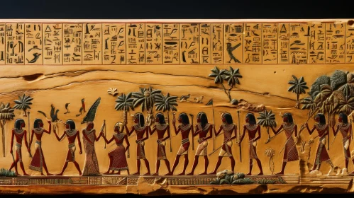Ancient Egyptian Procession Painting