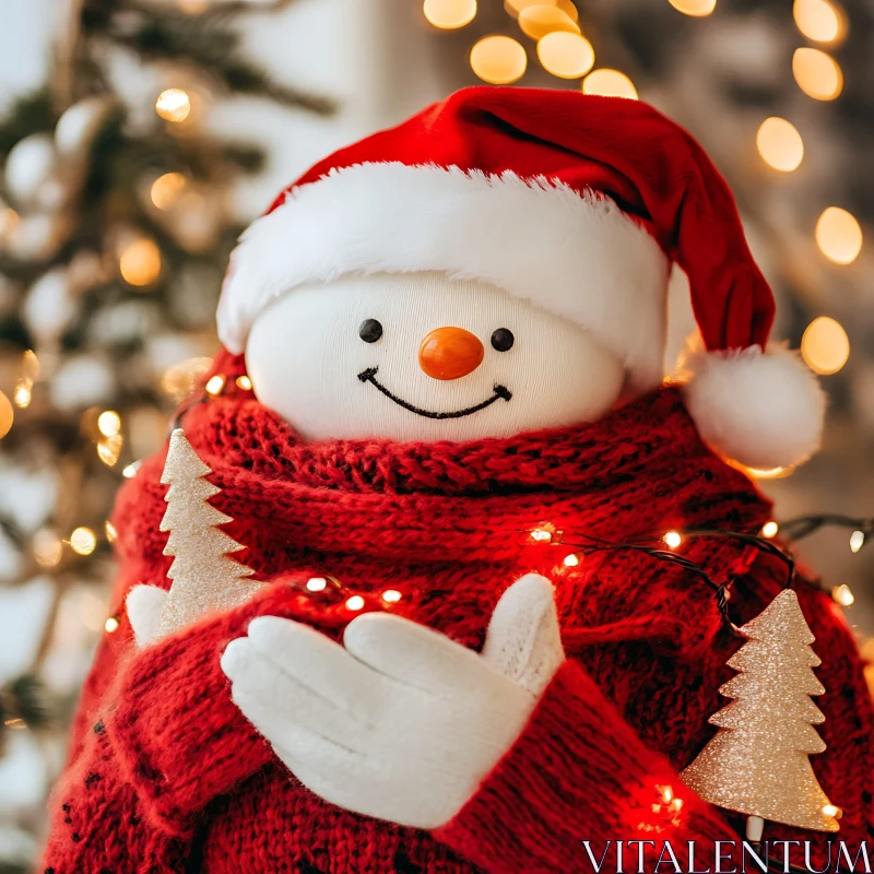 Adorable Christmas Snowman Decor AI Image