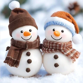 Charming Snowmen in Cozy Winter Attire