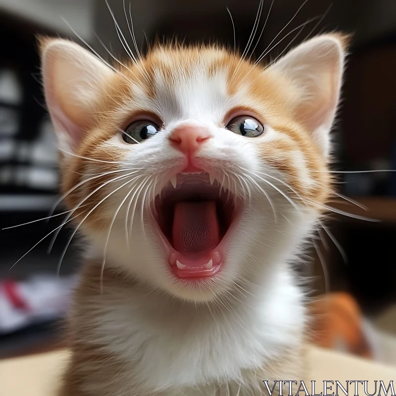 Cute Kitten with Open Mouth AI Image