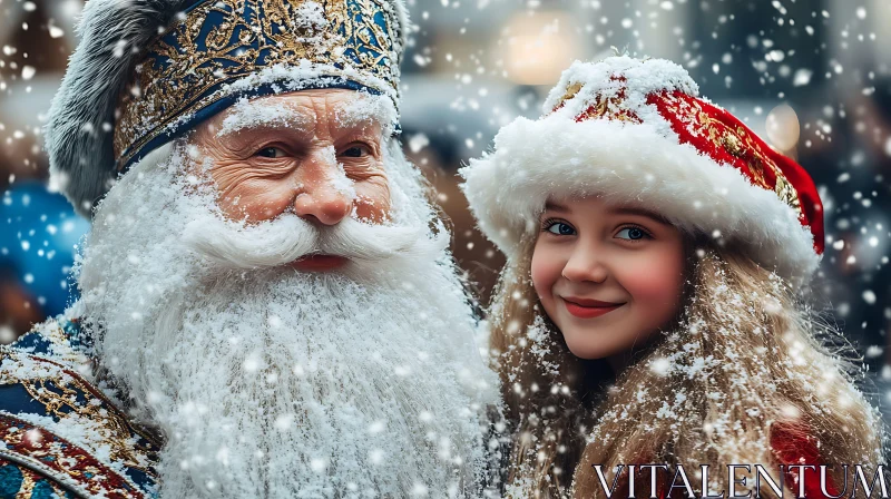 Joyful Christmas Moments with Santa and Child AI Image