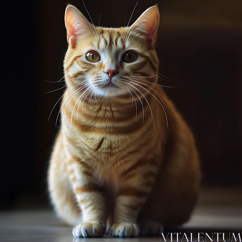 Beautiful Orange Tabby Cat with Amber Eyes AI Image