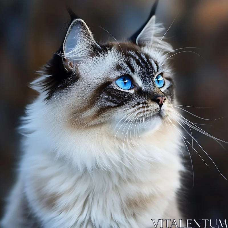 Majestic Feline with Bright Blue Eyes AI Image