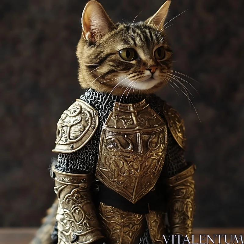 Knight Cat in Medieval Armor AI Image