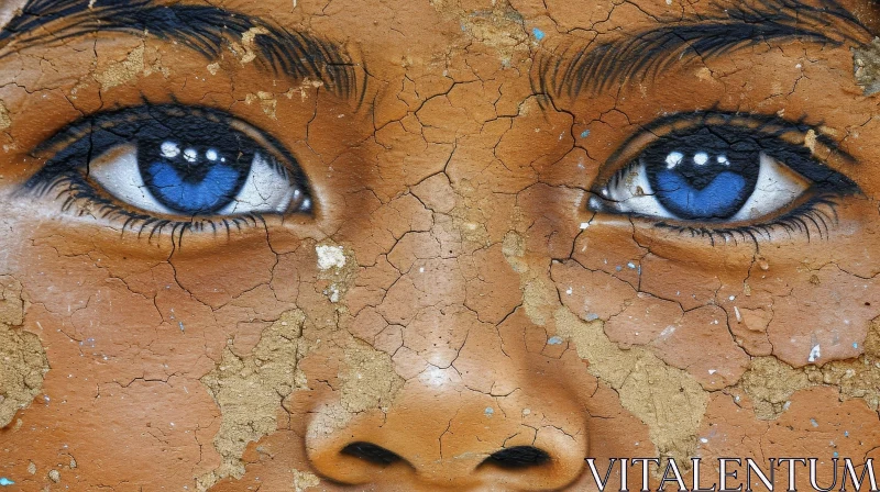 Close-Up Realistic Painting of Blue Eyes and Brown Skin AI Image