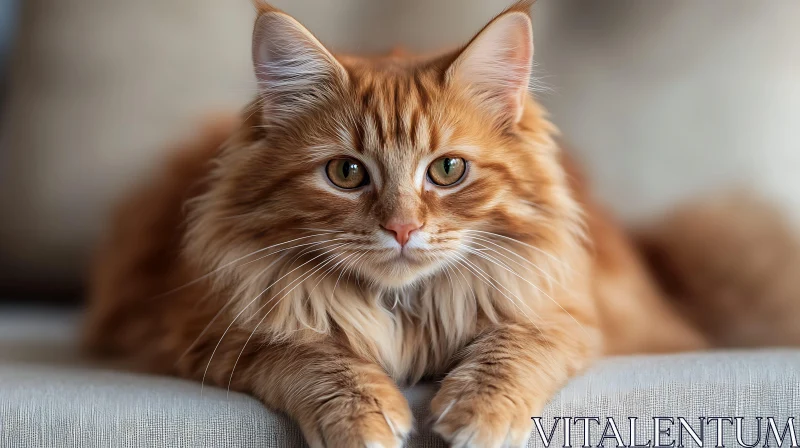 Portrait of a Ginger Cat Relaxing AI Image