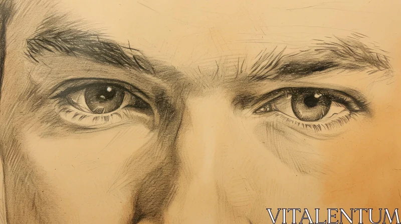 Expressive Pencil Drawing of a Man's Eyes AI Image