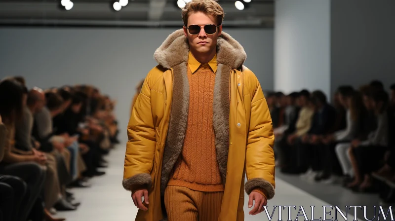Fashion Week Menswear: Furry Coat and Colorblock Jacket AI Image
