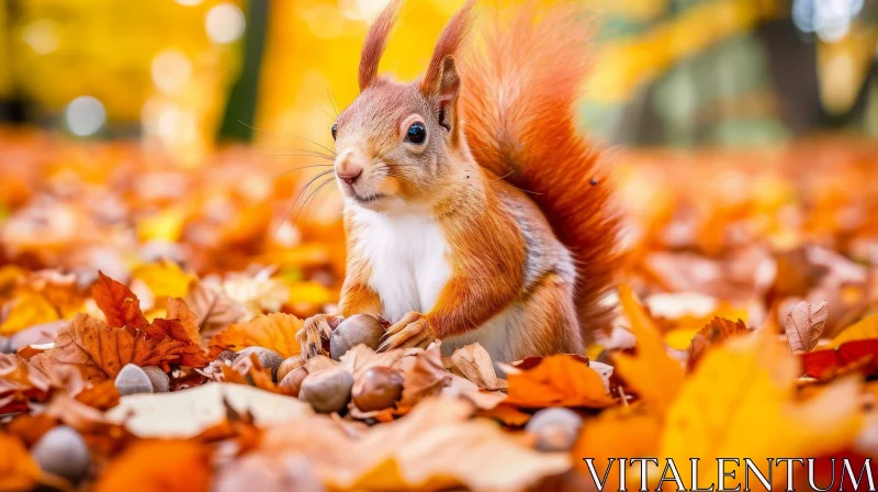 Red Squirrel in Autumn Forest - Captivating Nature Image AI Image