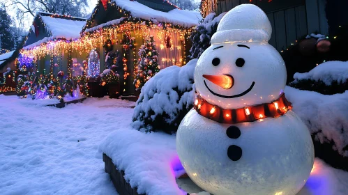 Festive Snowman with Christmas Decorations