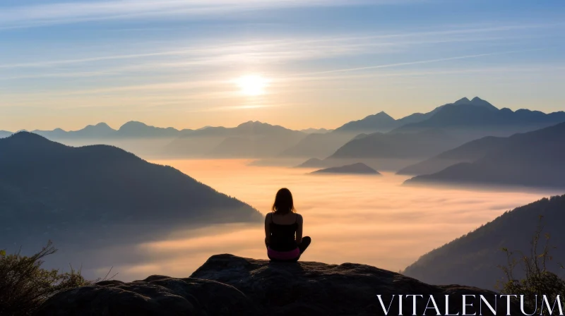 Captivating Misty Sunrise: Female Yoga Instructor in Vancouver School Style AI Image